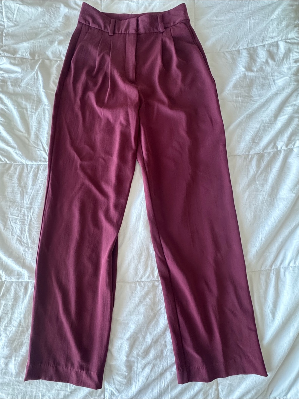 Jason Wu Pleated Wide Leg Trouser Pants Burgundy High Rise Career XS - Picture 5 of 11